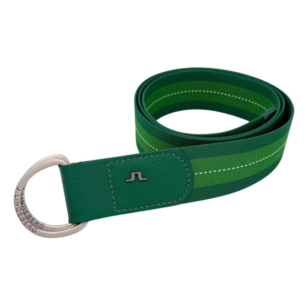 J.Lindeberg Green Striped D-Ring Golf Belt One Size Sporty Athletic Casualwear